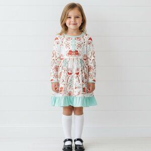 Winter Wonderland Twirl Dress, Milk Silk, girl's, Christmas